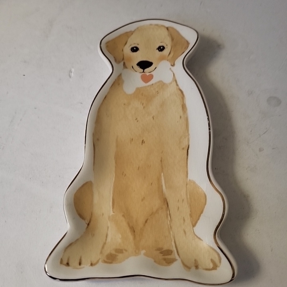 Yellow Lab / Golden Retreiver Dog Ceramic Tray By Heatherlee Chan